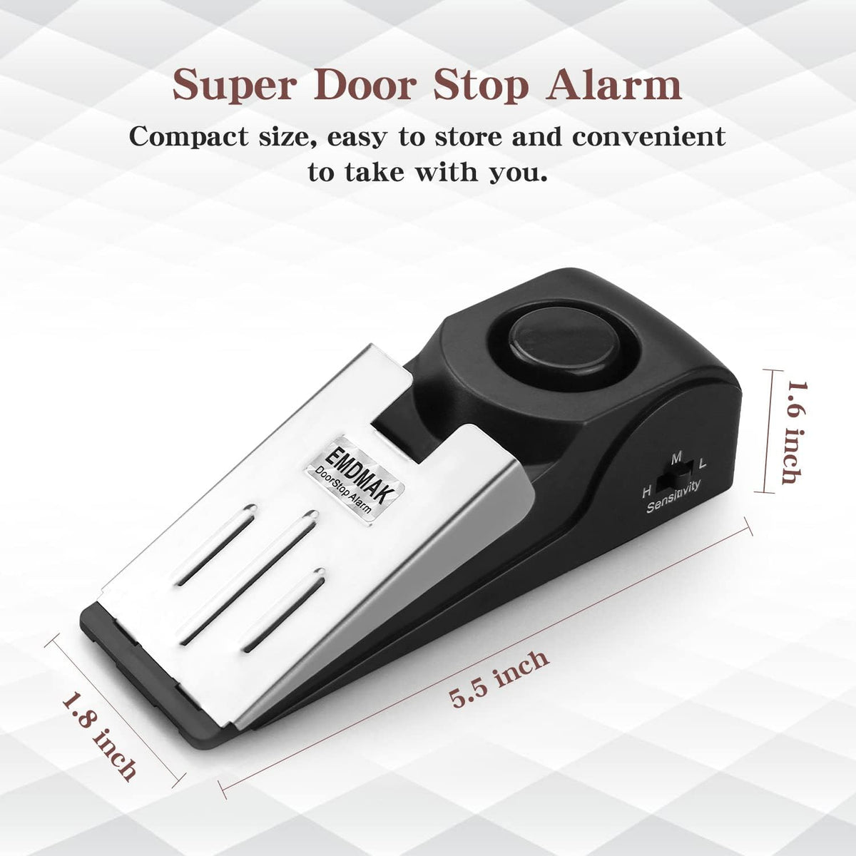 Door Stop Alarm with 120DB Siren Door Stop for Home & Travel (Black) (Pack of 4)