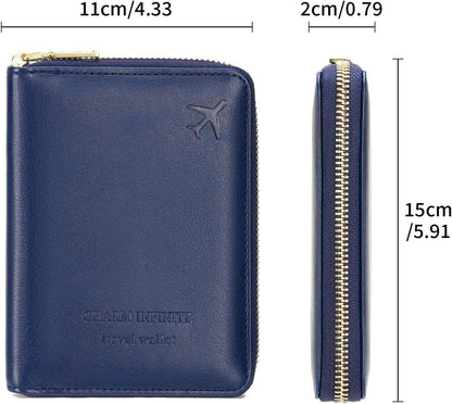 Travel Passport Wallet RFID Blocking Passport Holder-Women and Men with Zippered Ladies Passport Cover