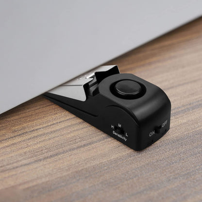 Door Stop Alarm with 120DB Siren Door Stop for Home & Travel (Black) (Pack of 4)