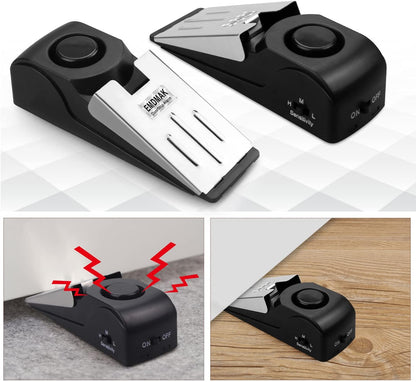 Door Stop Alarm with 120DB Siren Door Stop for Home & Travel (Black) (Pack of 4)